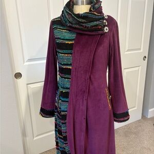 Boho Velvet Coat, Bohemian long lined Cotton Jacket